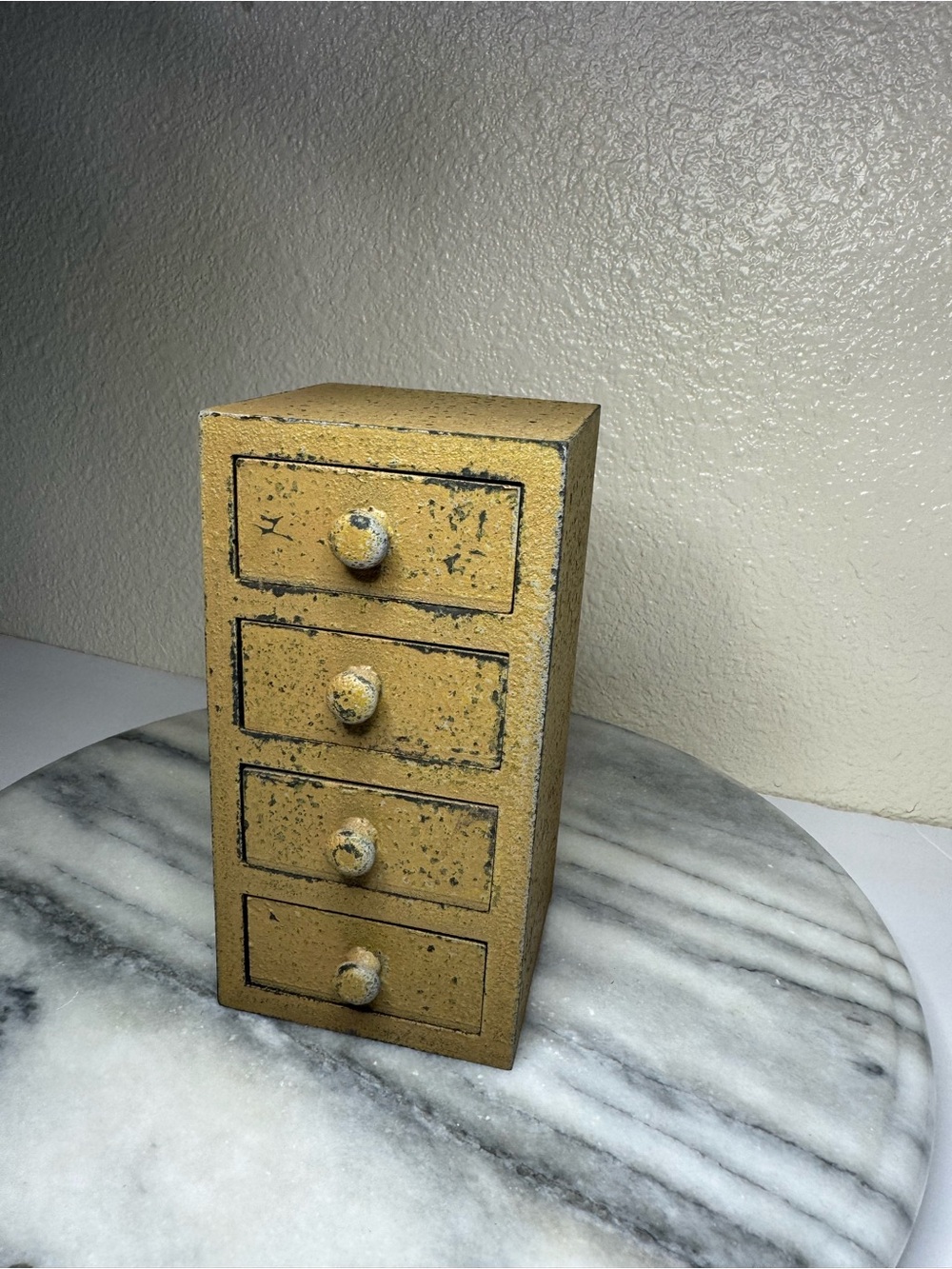 4-Drawer Jewelry Organizer Chest in Mustard Yellow